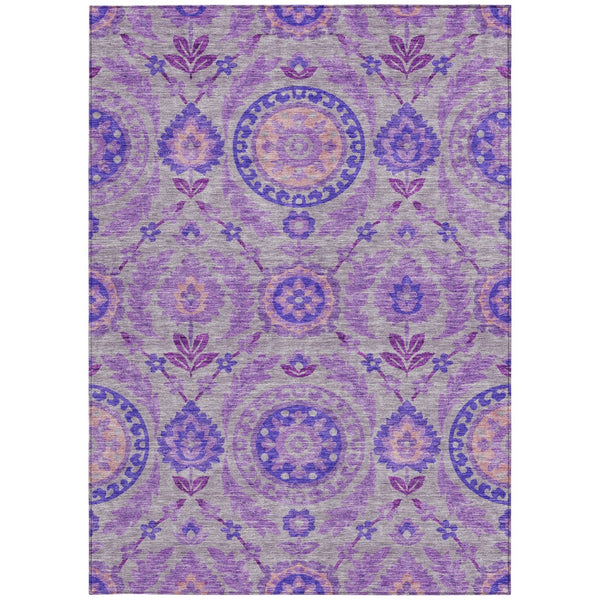 Homeroots 3' Floral Washable Area Rug In Artichoke Green And Blue - Perfect For Indoor And Outdoor Spaces 9' X 12' Polyester 584918