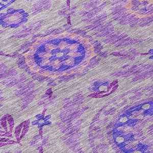 Homeroots 3' Floral Washable Area Rug In Artichoke Green And Blue - Perfect For Indoor And Outdoor Spaces 9' X 12' Polyester 584918