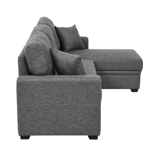 English Elm 76.5" Convertible Sectional Sleeper Sofa with Chaise and Hidden Storage Compartment Gray B355S00012