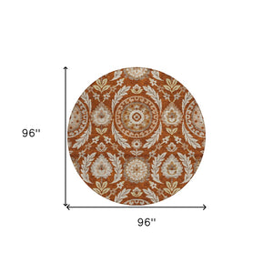 Homeroots 3' Floral Washable Area Rug In Artichoke Green And Blue - Perfect For Indoor And Outdoor Spaces 8' Round Polyester 584940