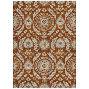 Homeroots 3' Floral Washable Area Rug In Artichoke Green And Blue - Perfect For Indoor And Outdoor Spaces 10' X 14' Polyester 584943