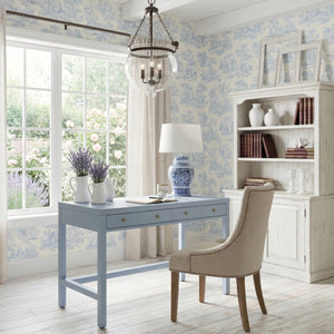 Butler Specialty Butler Nora 40" Rectangular Wood Writing Desk in Light Blue — Solid Acacia, 2 Soft-Close Drawers, Coastal Charm 5849522