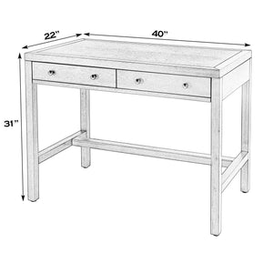 Butler Specialty Butler Nora 40" Rectangular Wood Writing Desk in Light Blue — Solid Acacia, 2 Soft-Close Drawers, Coastal Charm 5849522