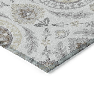 Homeroots 3' Floral Washable Area Rug In Artichoke Green And Blue - Perfect For Indoor And Outdoor Spaces 9' X 12' Polyester 584960