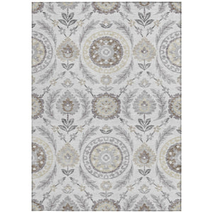 Homeroots 3' Floral Washable Area Rug In Artichoke Green And Blue - Perfect For Indoor And Outdoor Spaces 9' X 12' Polyester 584960