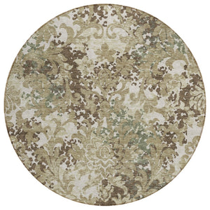 HomeRoots 5' Durable Floral Area Rug for Indoor Outdoor Spaces - Washable, Stain-Resistant, Timeless Design 8' Round 584964