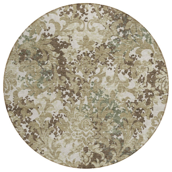 HomeRoots 5' Durable Floral Area Rug for Indoor Outdoor Spaces - Washable, Stain-Resistant, Timeless Design 8' Round 584964
