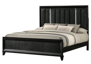 English Elm Espresso Eastern King Panel Bed Faceted Wood Frame Transitional Bedroom Design B2741S00914