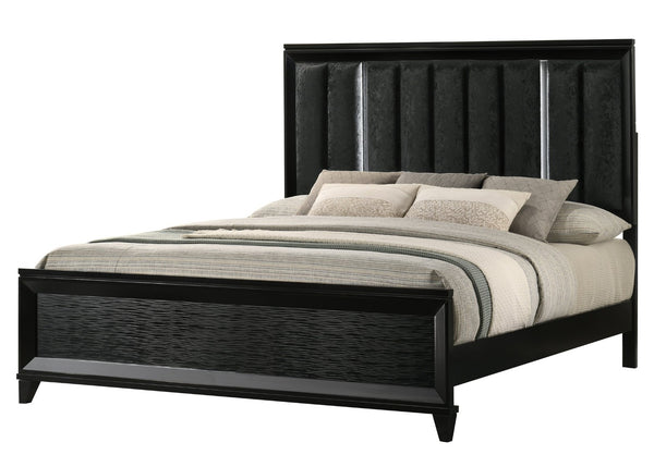 English Elm Espresso Eastern King Panel Bed Faceted Wood Frame Transitional Bedroom Design B2741S00914