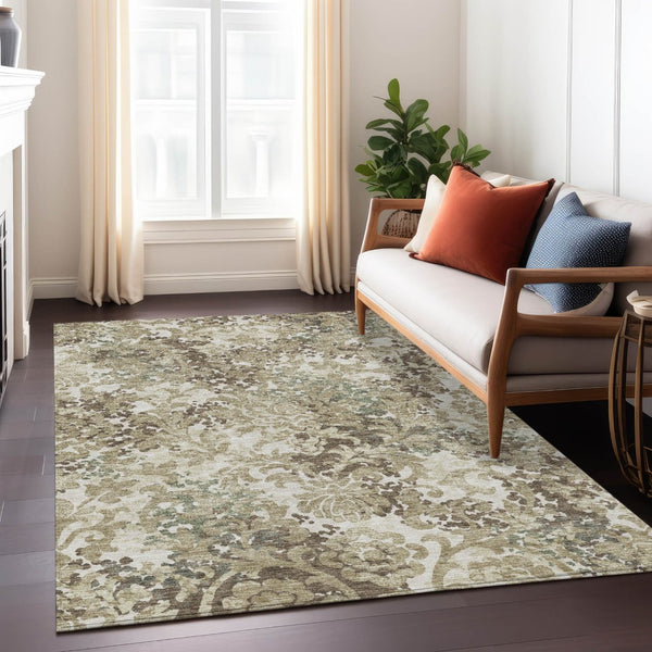 HomeRoots 9' Elegant Floral Washable Area Rug for Indoor & Outdoor Spaces – Durable, Stylish, Easy-Clean Design 9' X 12' 584966