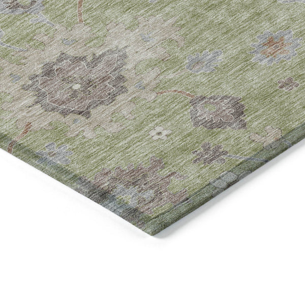 Homeroots 3' Artichoke Green Floral Washable Area Rug – Perfect For Indoor Or Outdoor Spaces, Durable & Stylish 3' X 5' Polyester 584968