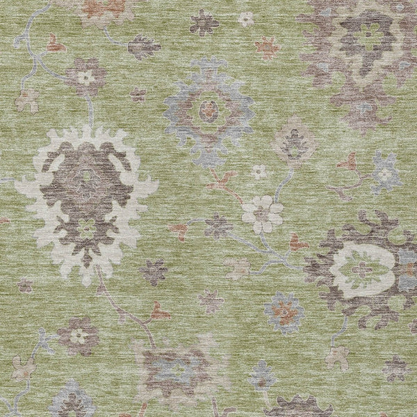 Homeroots 3' Artichoke Green Floral Washable Area Rug – Perfect For Indoor Or Outdoor Spaces, Durable & Stylish 5' X 8' Polyester 584969