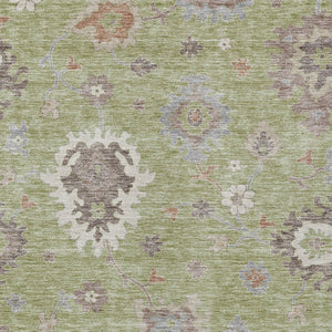 Homeroots 3' Artichoke Green Floral Washable Area Rug – Perfect For Indoor Or Outdoor Spaces, Durable & Stylish 9' X 12' Polyester 584972