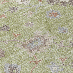 Homeroots 3' Artichoke Green Floral Washable Area Rug – Perfect For Indoor Or Outdoor Spaces, Durable & Stylish 9' X 12' Polyester 584972