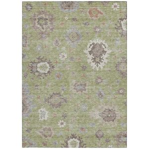 Homeroots 3' Artichoke Green Floral Washable Area Rug – Perfect For Indoor Or Outdoor Spaces, Durable & Stylish 10' X 14' Polyester 584973