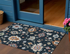 Homeroots 3' Artichoke Green Floral Washable Area Rug – Perfect For Indoor Or Outdoor Spaces, Durable & Stylish 3' X 5' Polyester 584974