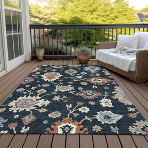 Homeroots 3' Artichoke Green Floral Washable Area Rug – Perfect For Indoor Or Outdoor Spaces, Durable & Stylish 5' X 8' Polyester 584975