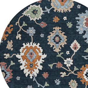 Homeroots 3' Artichoke Green Floral Washable Area Rug – Perfect For Indoor Or Outdoor Spaces, Durable & Stylish 8' Round Polyester 584976