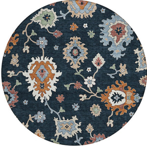 Homeroots 3' Artichoke Green Floral Washable Area Rug – Perfect For Indoor Or Outdoor Spaces, Durable & Stylish 8' Round Polyester 584976