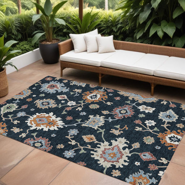 Homeroots 3' Artichoke Green Floral Washable Area Rug – Perfect For Indoor Or Outdoor Spaces, Durable & Stylish 9' X 12' Polyester 584978