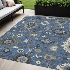 Homeroots 3' Artichoke Green Floral Washable Area Rug – Perfect For Indoor Or Outdoor Spaces, Durable & Stylish 5' X 8' Polyester 584981