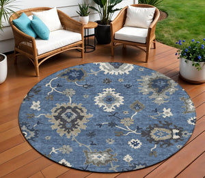 Homeroots 3' Artichoke Green Floral Washable Area Rug – Perfect For Indoor Or Outdoor Spaces, Durable & Stylish 8' Round Polyester 584982