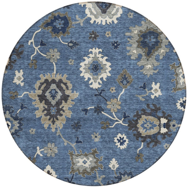 Homeroots 3' Artichoke Green Floral Washable Area Rug – Perfect For Indoor Or Outdoor Spaces, Durable & Stylish 8' Round Polyester 584982