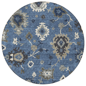 Homeroots 3' Artichoke Green Floral Washable Area Rug – Perfect For Indoor Or Outdoor Spaces, Durable & Stylish 8' Round Polyester 584982