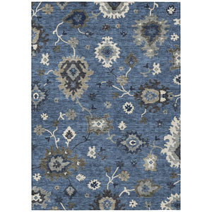 HomeRoots 9' Floral Washable Area Rug in Blue Gray and White for Indoor Outdoor Use - Durable and Stylish 9' X 12' 584984