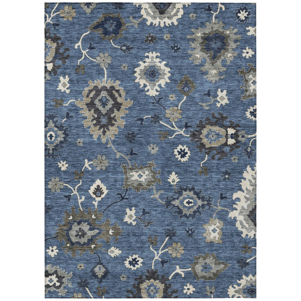 HomeRoots 9' Floral Washable Area Rug in Blue Gray and White for Indoor Outdoor Use - Durable and Stylish 9' X 12' 584984