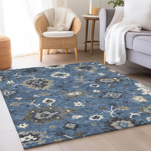 Homeroots 3' Artichoke Green Floral Washable Area Rug – Perfect For Indoor Or Outdoor Spaces, Durable & Stylish 9' X 12' Polyester 584984