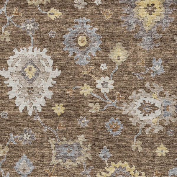 Homeroots 3' Artichoke Green Floral Washable Area Rug – Perfect For Indoor Or Outdoor Spaces, Durable & Stylish 3' X 5' Polyester 584986