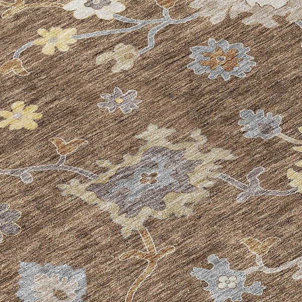 Homeroots 3' Artichoke Green Floral Washable Area Rug – Perfect For Indoor Or Outdoor Spaces, Durable & Stylish 3' X 5' Polyester 584986