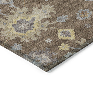 Homeroots 3' Artichoke Green Floral Washable Area Rug – Perfect For Indoor Or Outdoor Spaces, Durable & Stylish 5' X 8' Polyester 584987
