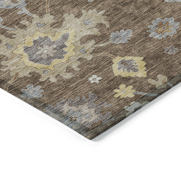 Homeroots 3' Artichoke Green Floral Washable Area Rug – Perfect For Indoor Or Outdoor Spaces, Durable & Stylish 5' X 8' Polyester 584987