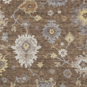 Homeroots 3' Artichoke Green Floral Washable Area Rug – Perfect For Indoor Or Outdoor Spaces, Durable & Stylish 5' X 8' Polyester 584987