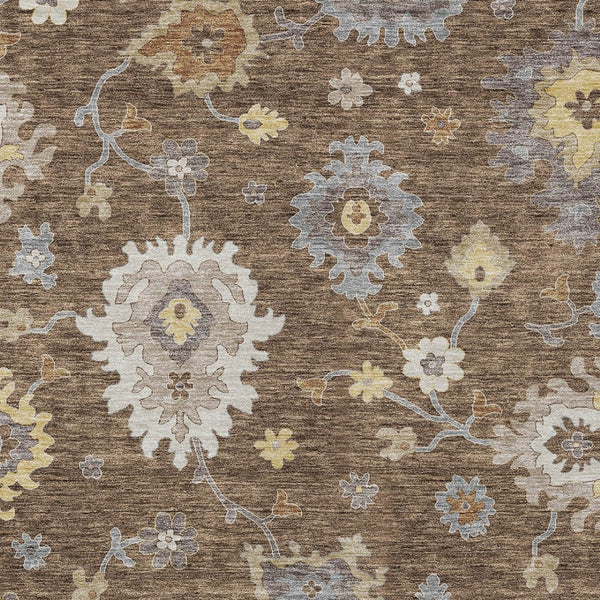 Homeroots 3' Artichoke Green Floral Washable Area Rug – Perfect For Indoor Or Outdoor Spaces, Durable & Stylish 5' X 8' Polyester 584987