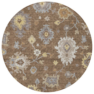 Homeroots 3' Artichoke Green Floral Washable Area Rug – Perfect For Indoor Or Outdoor Spaces, Durable & Stylish 8' Round Polyester 584988
