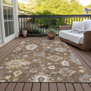 Homeroots 3' Artichoke Green Floral Washable Area Rug – Perfect For Indoor Or Outdoor Spaces, Durable & Stylish 8' X 10' Polyester 584989