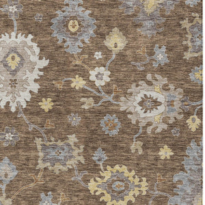 Homeroots 3' Artichoke Green Floral Washable Area Rug – Perfect For Indoor Or Outdoor Spaces, Durable & Stylish 8' X 10' Polyester 584989