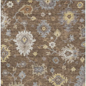 Homeroots 3' Artichoke Green Floral Washable Area Rug – Perfect For Indoor Or Outdoor Spaces, Durable & Stylish 9' X 12' Polyester 584990