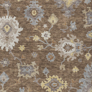 Homeroots 3' Artichoke Green Floral Washable Area Rug – Perfect For Indoor Or Outdoor Spaces, Durable & Stylish 10' X 14' Polyester 584991