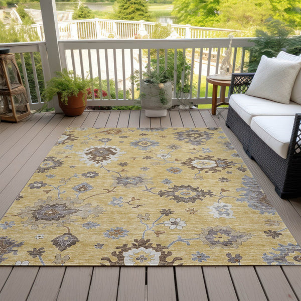 Homeroots 3' Artichoke Green Floral Washable Area Rug – Perfect For Indoor Or Outdoor Spaces, Durable & Stylish 3' X 5' Polyester 584992