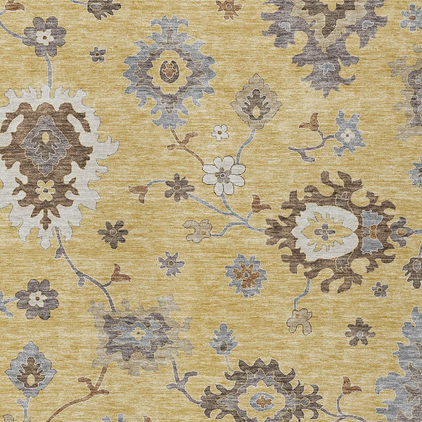 Homeroots 3' Artichoke Green Floral Washable Area Rug – Perfect For Indoor Or Outdoor Spaces, Durable & Stylish 3' X 5' Polyester 584992