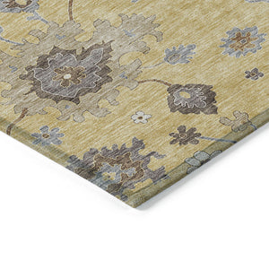 Homeroots 3' Artichoke Green Floral Washable Area Rug – Perfect For Indoor Or Outdoor Spaces, Durable & Stylish 5' X 8' Polyester 584993