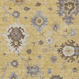 Homeroots 3' Artichoke Green Floral Washable Area Rug – Perfect For Indoor Or Outdoor Spaces, Durable & Stylish 5' X 8' Polyester 584993