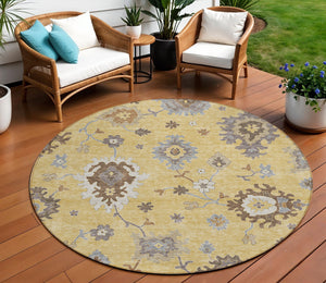 Homeroots 3' Artichoke Green Floral Washable Area Rug – Perfect For Indoor Or Outdoor Spaces, Durable & Stylish 8' Round Polyester 584994