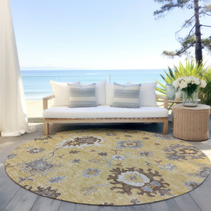 Homeroots 3' Artichoke Green Floral Washable Area Rug – Perfect For Indoor Or Outdoor Spaces, Durable & Stylish 8' Round Polyester 584994