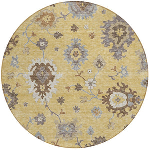 Homeroots 3' Artichoke Green Floral Washable Area Rug – Perfect For Indoor Or Outdoor Spaces, Durable & Stylish 8' Round Polyester 584994