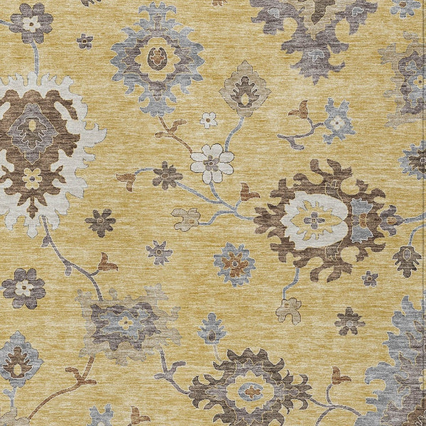 Homeroots 3' Artichoke Green Floral Washable Area Rug – Perfect For Indoor Or Outdoor Spaces, Durable & Stylish 8' X 10' Polyester 584995